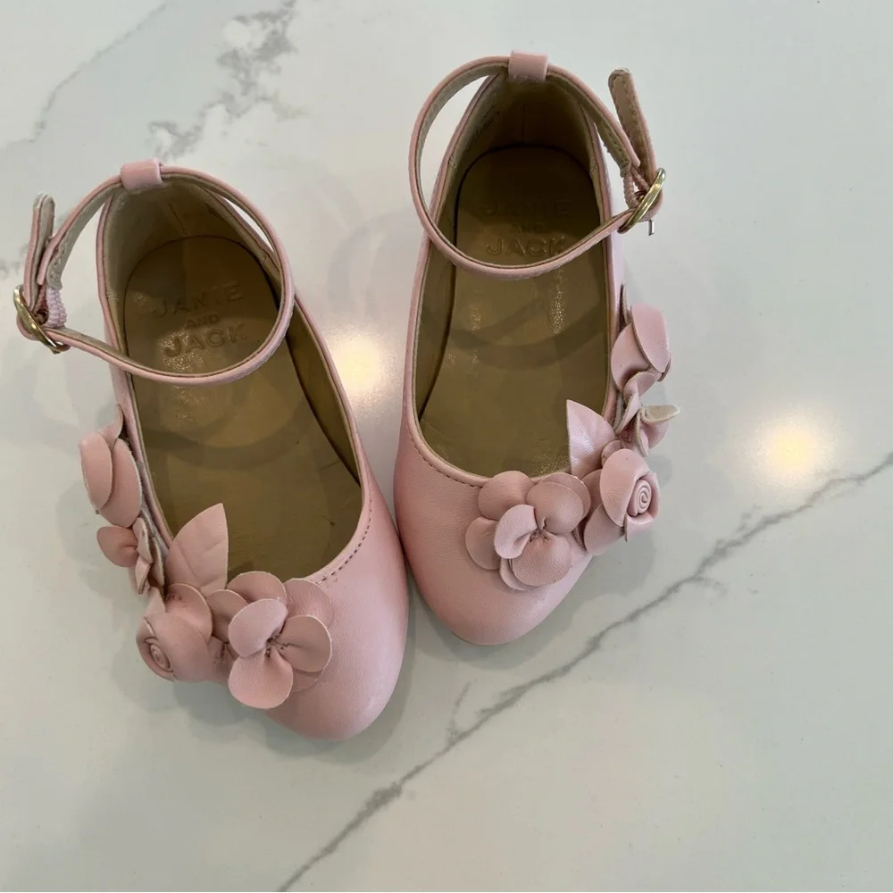 JANIE AND JACK Flower Ballet Flats,‎ Pink, 5